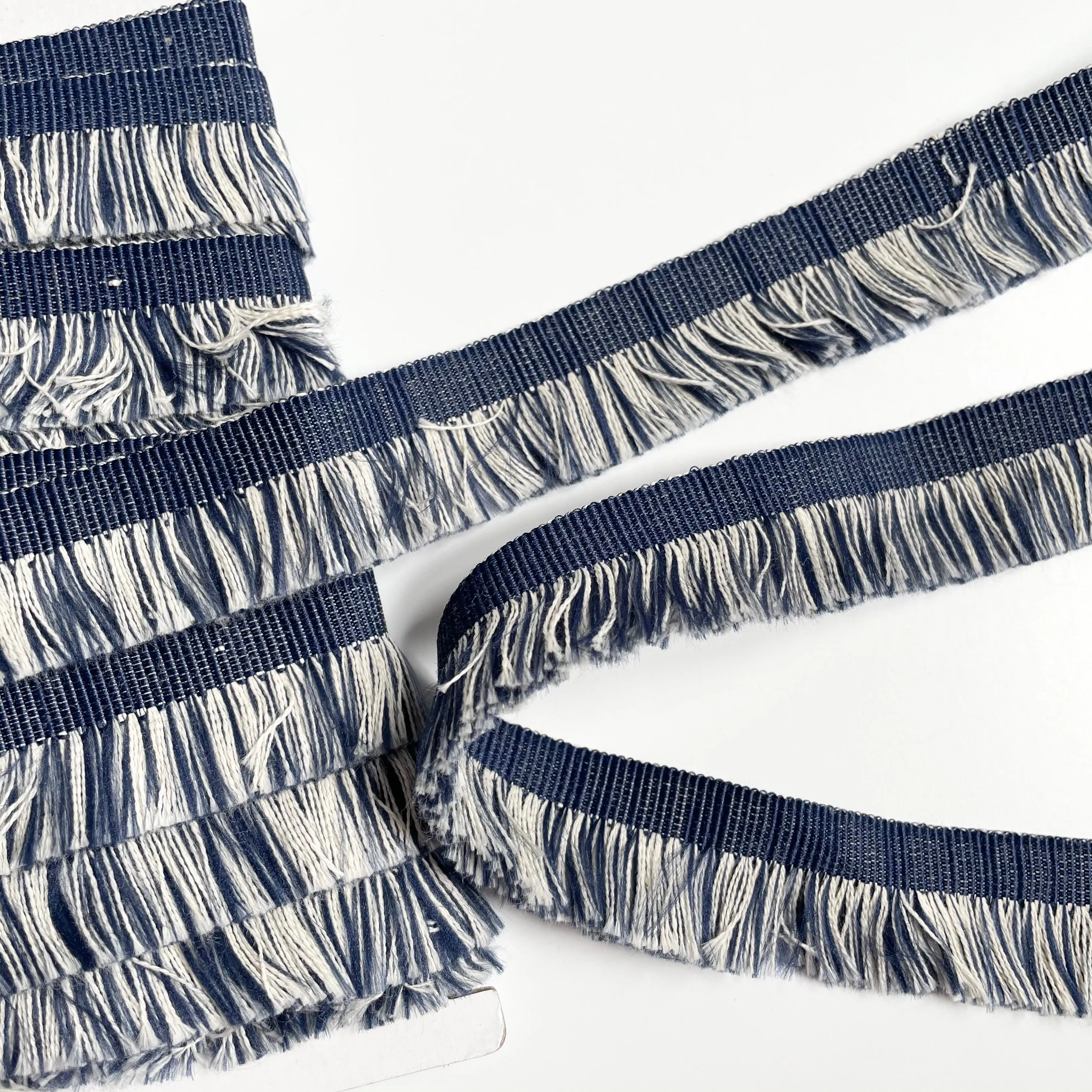 7/8 yard Remnant : Fringe Trim - Denim