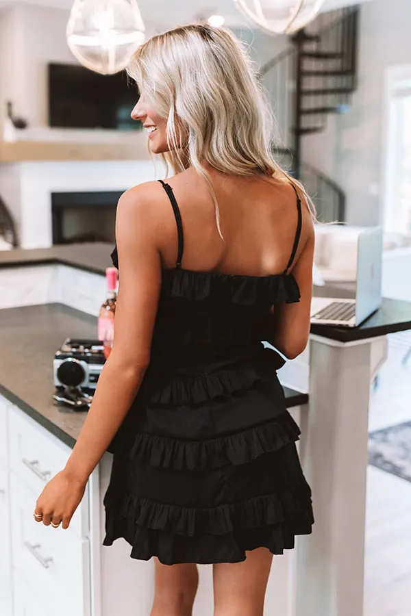 Amalfi Spritz Ruffle Dress In Black