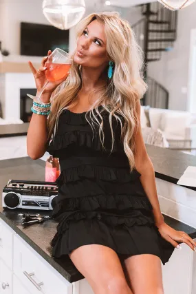 Amalfi Spritz Ruffle Dress In Black