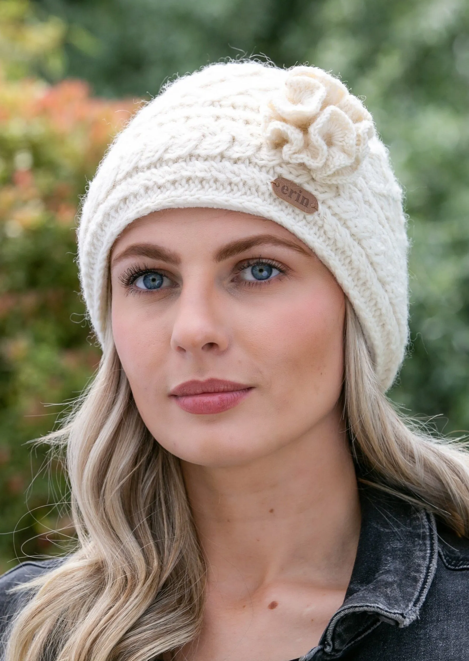 Aran Trellis Flower Hat | Natural