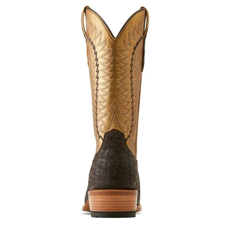 Ariat Men's Futurity Finalist Brushed Chocolate Caiman Belly/Washed Gold Exotic Cowboy Boots 10050982