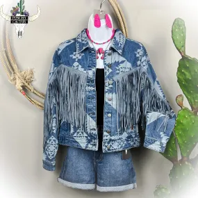 Aztec Denim Fringe Jacket