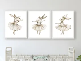 Ballerina Bunny Nursery Prints - Neutral Set 1