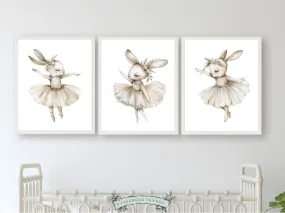 Ballerina Bunny Nursery Prints - Neutral Set 2