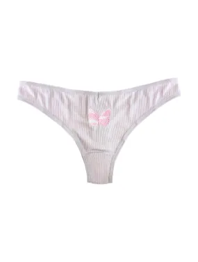 BeChill™ Ribbed Butterfly Embroidered Thong