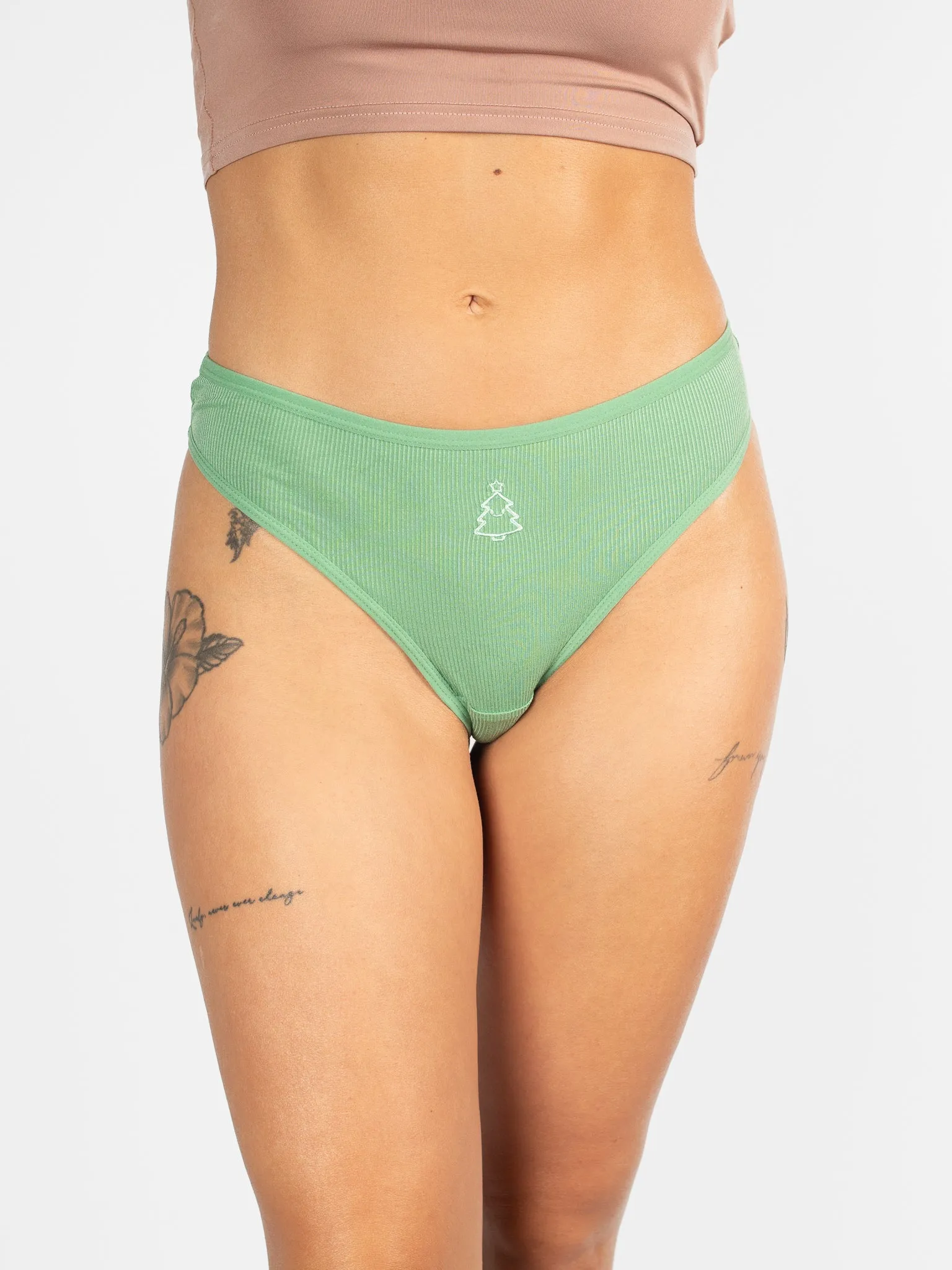 BeChill™ Smiley Christmas Tree Ribbed Thong