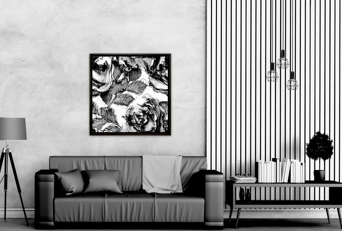 Black and White Watercolor Roses | Canvas Wall Art Print