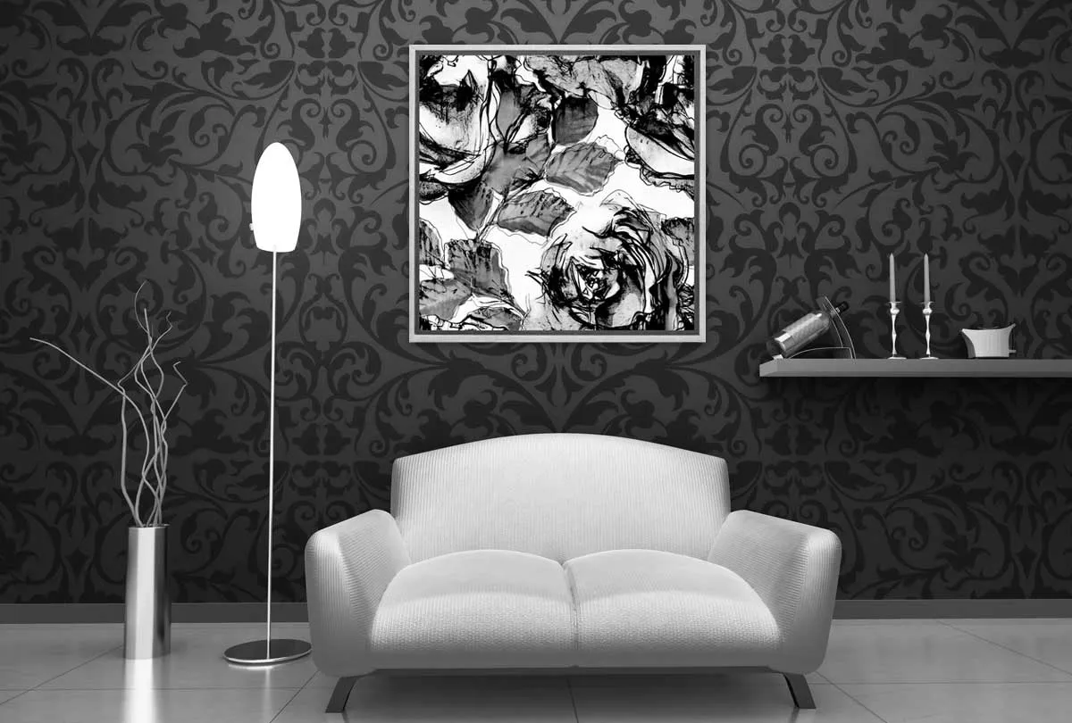 Black and White Watercolor Roses | Canvas Wall Art Print