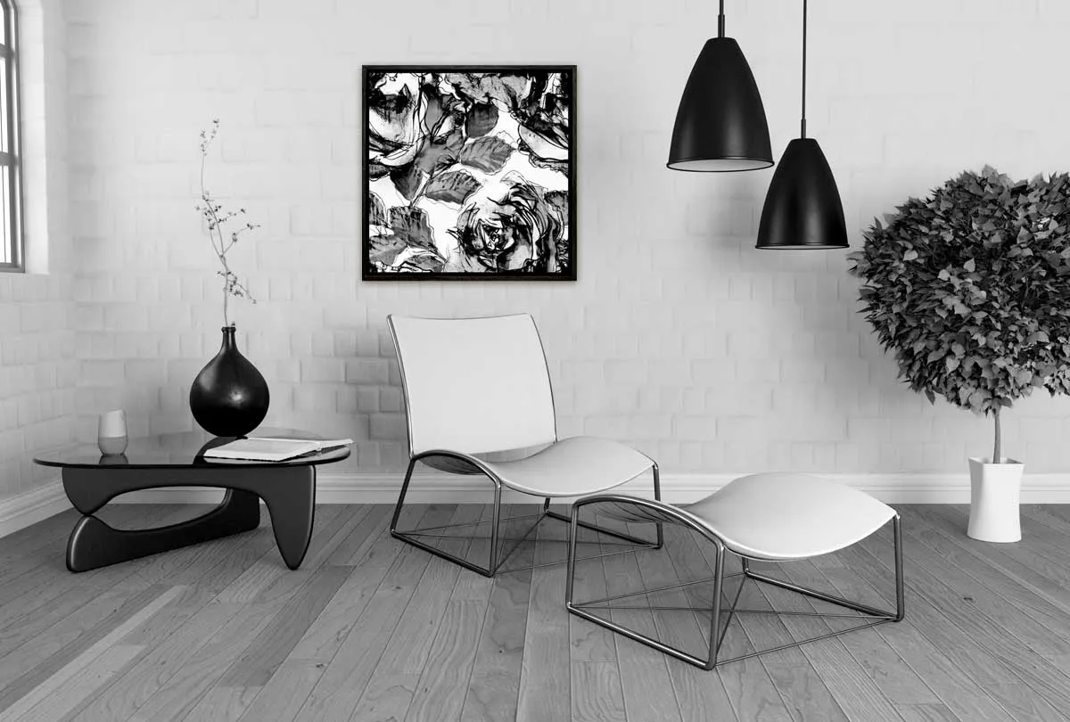 Black and White Watercolor Roses | Canvas Wall Art Print