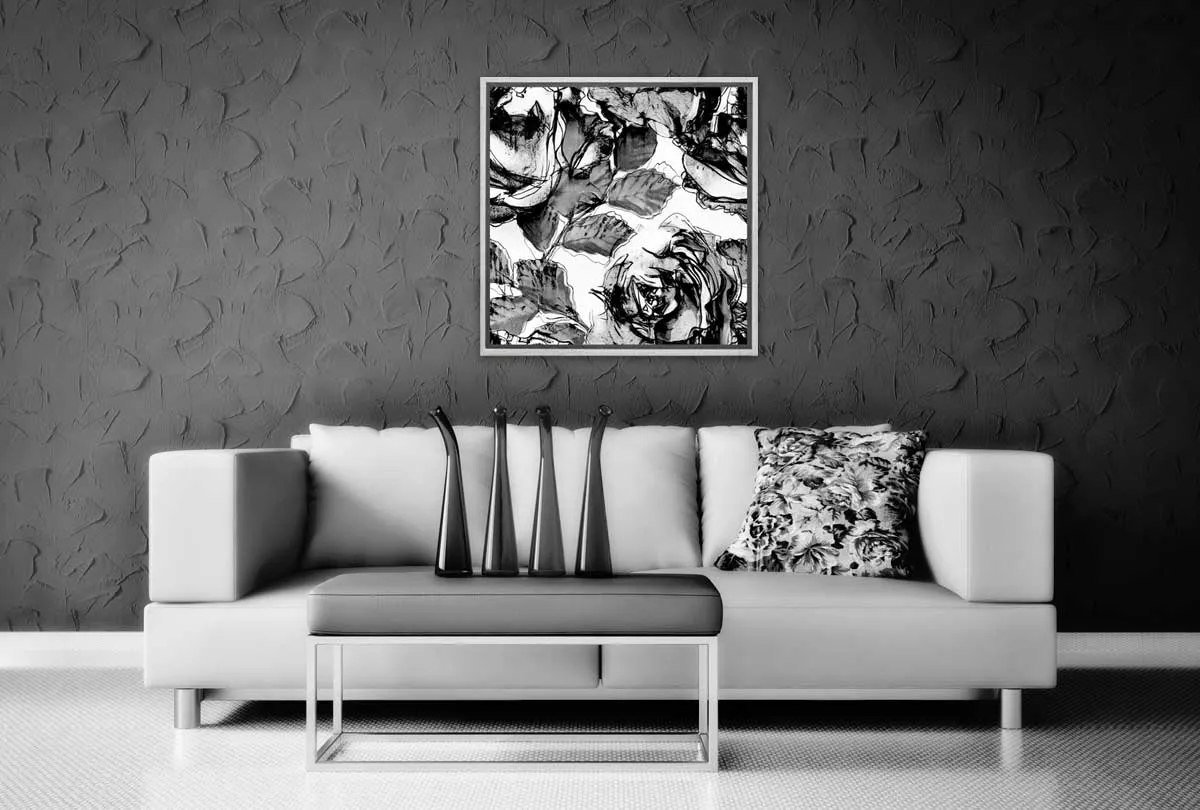 Black and White Watercolor Roses | Canvas Wall Art Print