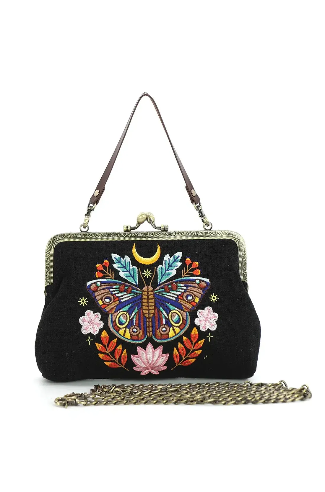 Black Moon Moth Kiss Lock Bag