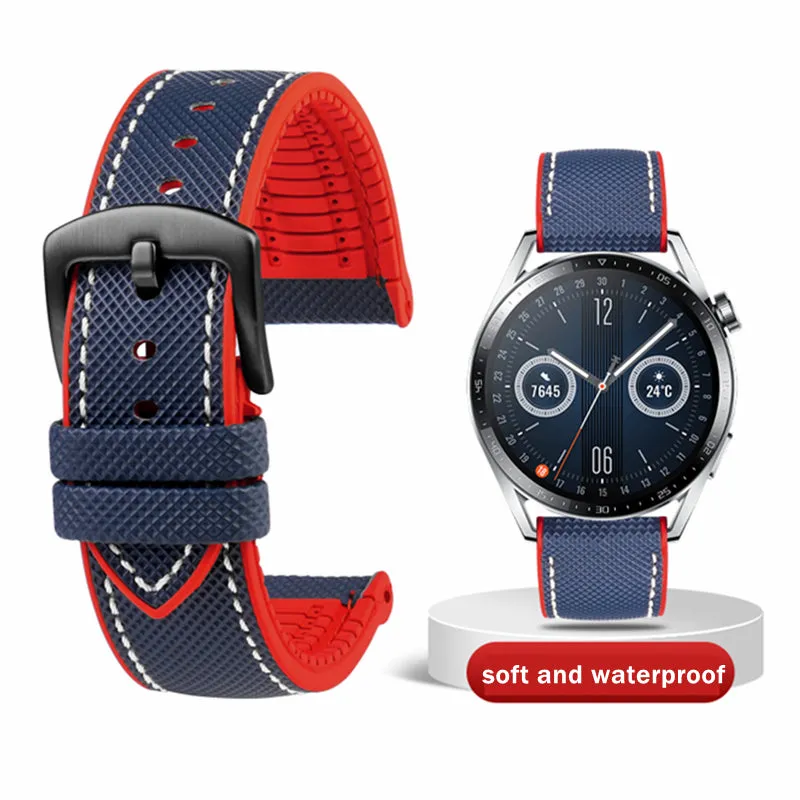 Breathable Rubber Canvas Watch Strap