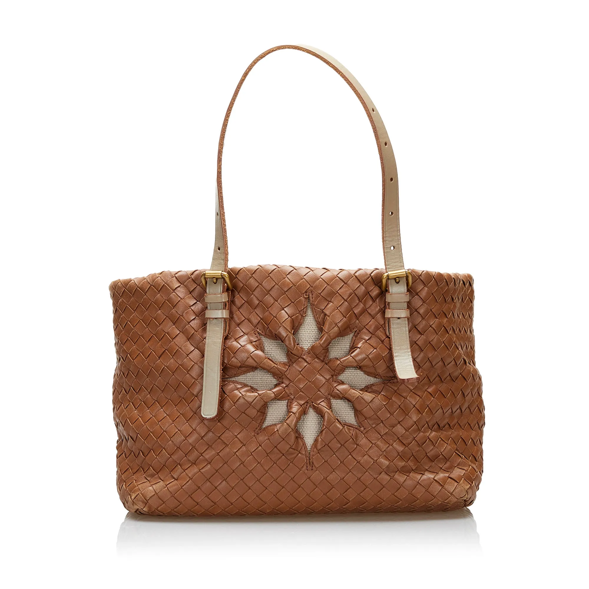 Brown Bottega Veneta Intrecciato Flower Tote