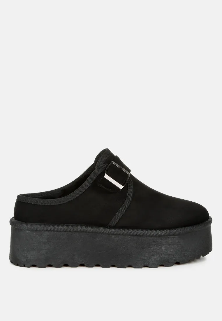 Buckle Strap Fur Platform Classic Slip-On by RUW