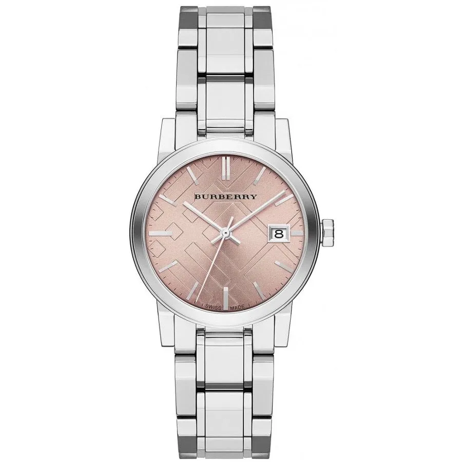 Burberry BU9124 Ladies Check Stamped Pink 34mm Watch