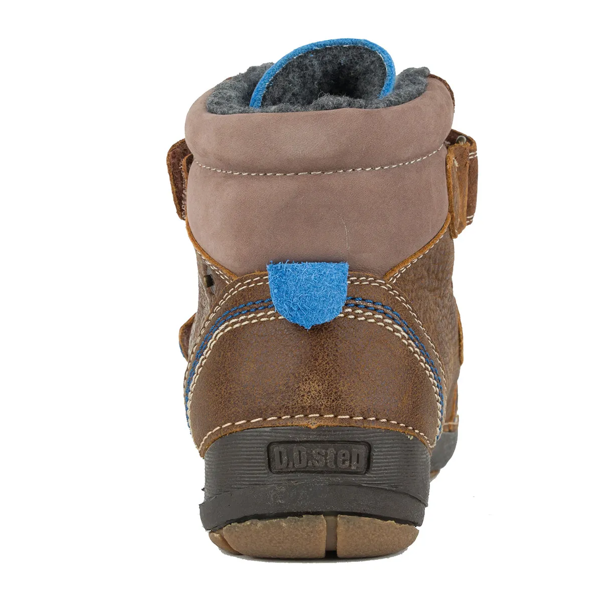 D.D. Step big kid shoes/winter boots with faux fur insulation brown and blue size US 13-4