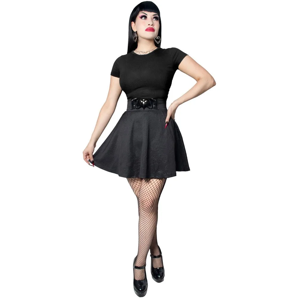 Death Repeat Embossed Skater Skirt