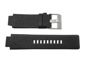 Diesel Black 18mm Textured Leather Integrated Wide Watch Strap