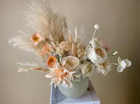 Dried & Artificial Flowers Bridal Bouquet - Sandy Cream & Peach