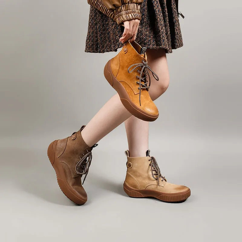 Dwarves Lace-up Combat Boot for Women in Caramel/Apricot/Grey