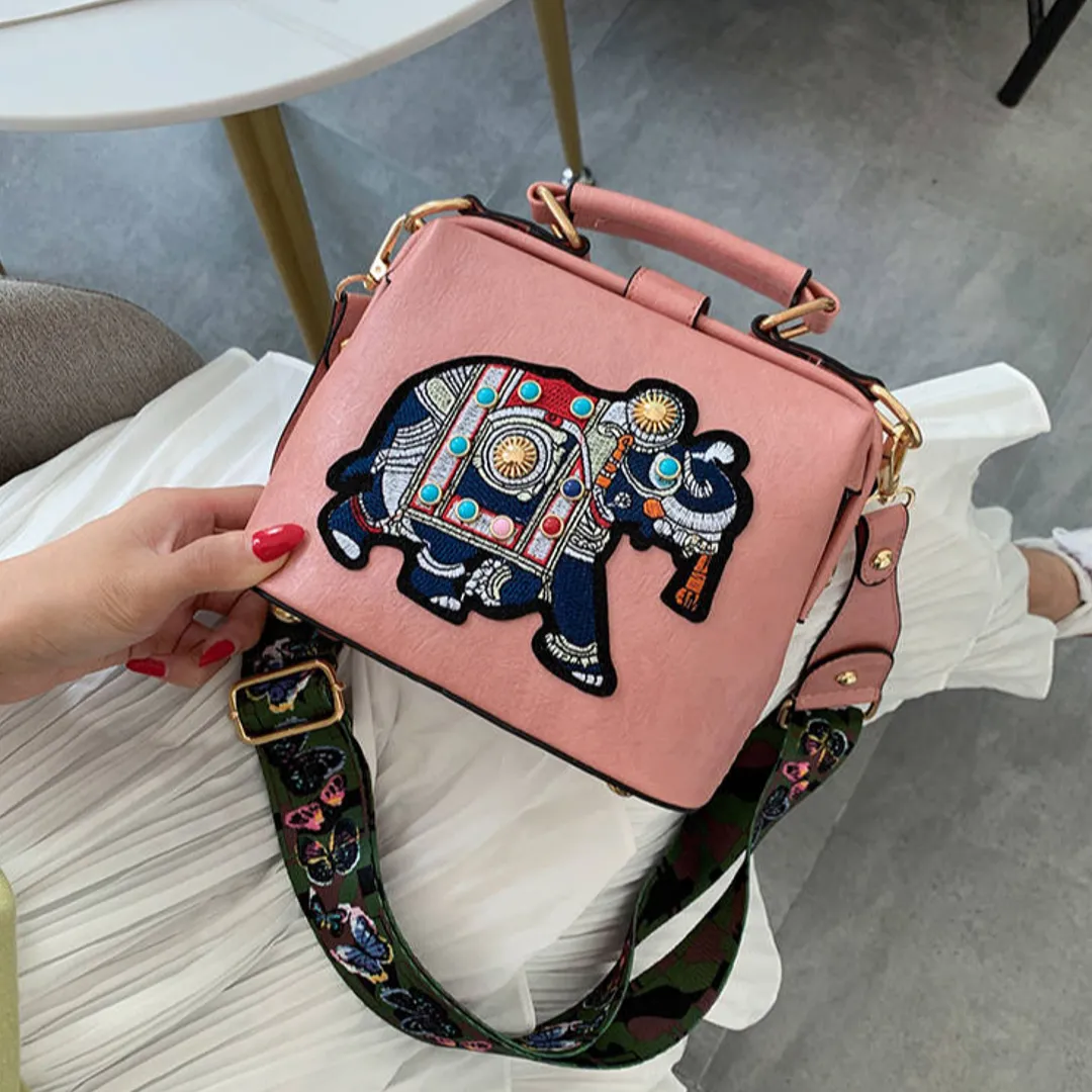 Elephant Embroidered Ethnic Sling Bag