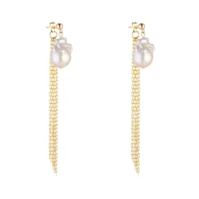 Gold Filled Baroque Pearl Fringe Earrings