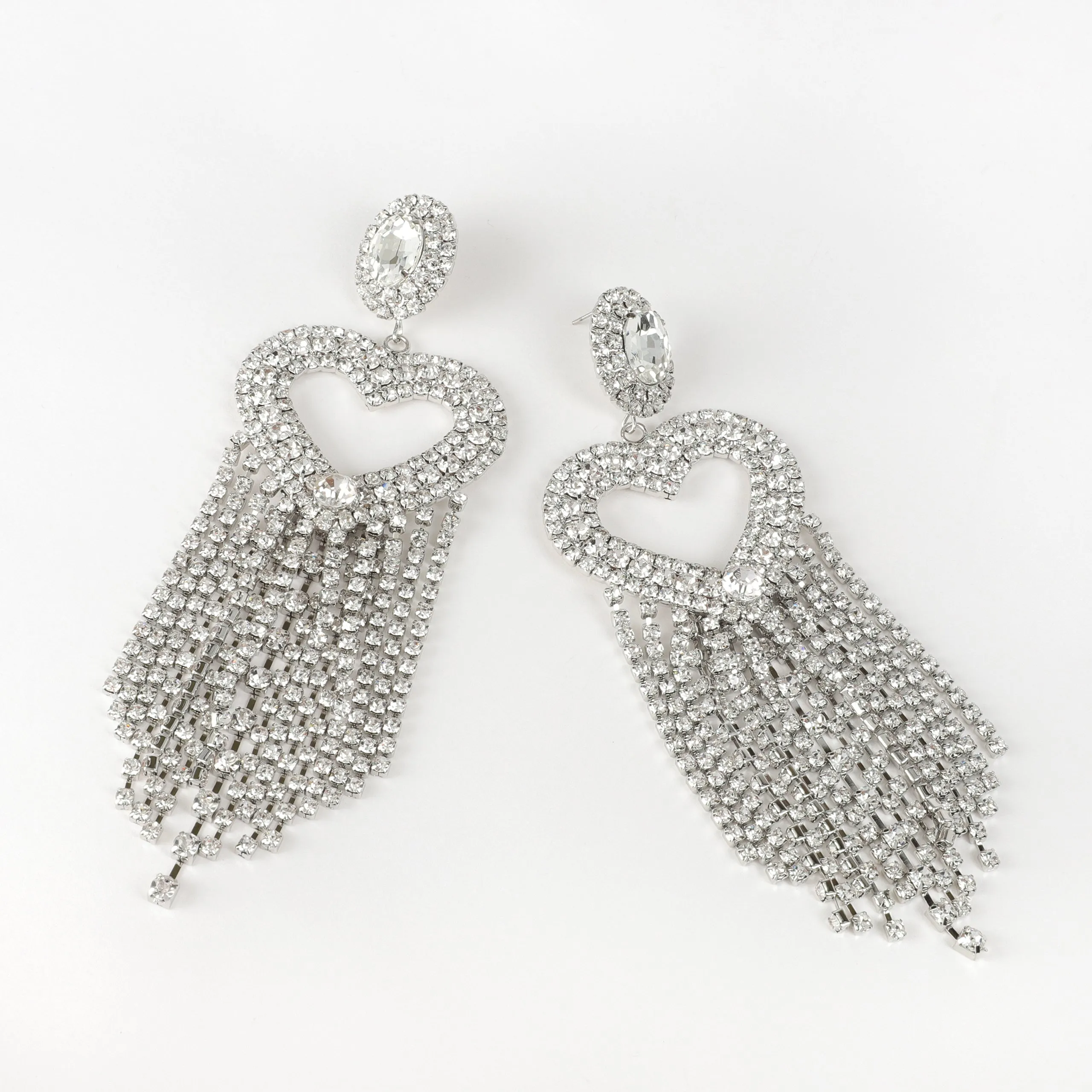 Infinity Heart Rhinestone Fringe Earrings