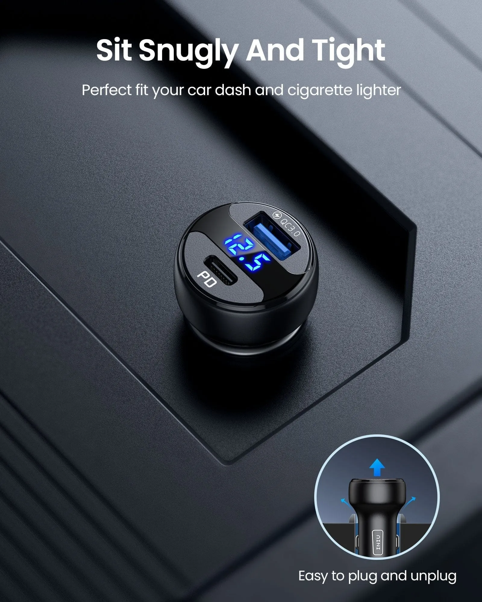 INIU I711 2-Port Ultra Fast Car Charger 66W