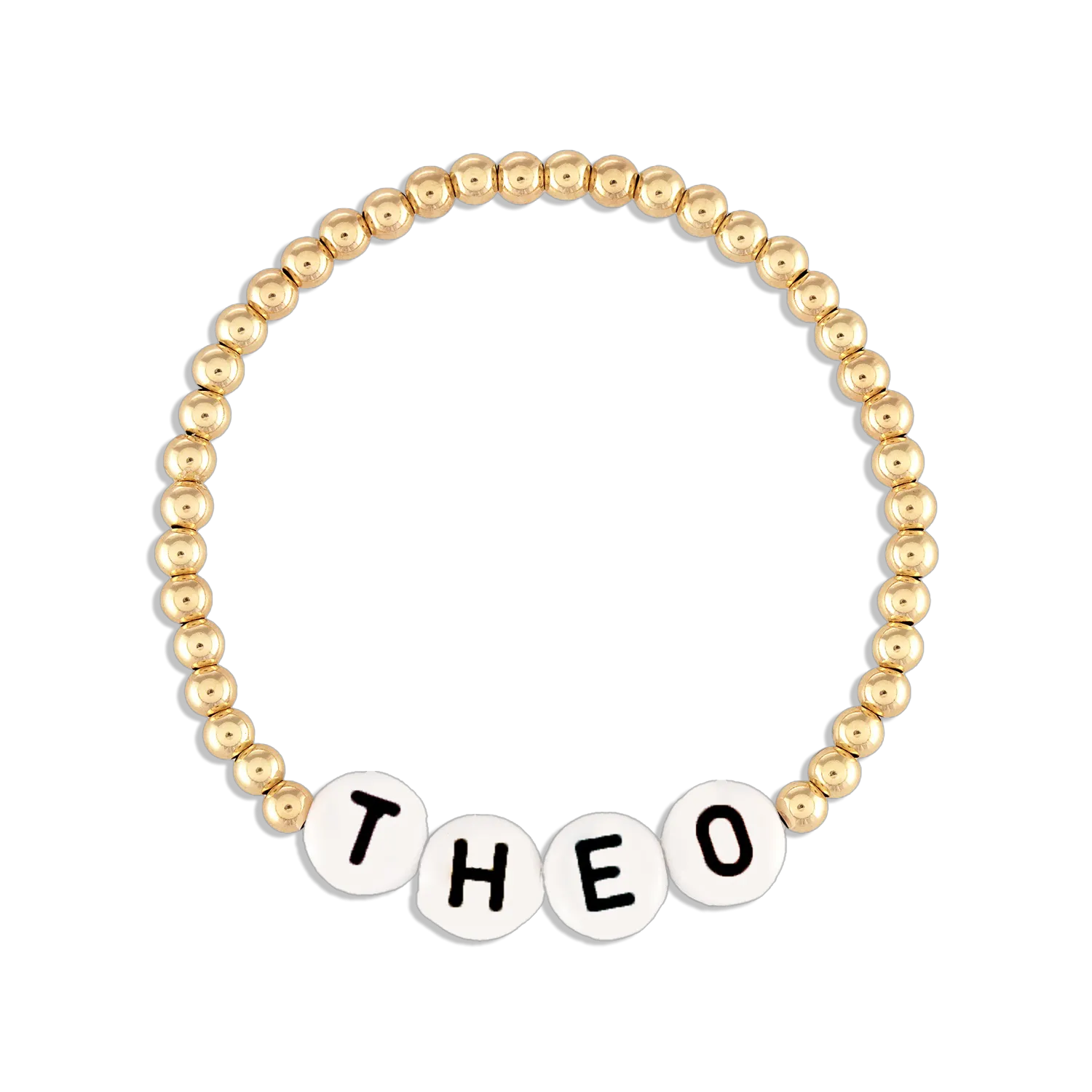 Kids Custom Word 3MM Gold Ball Bracelet