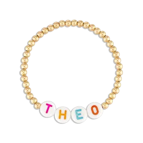 Kids Custom Word 3MM Gold Ball Bracelet