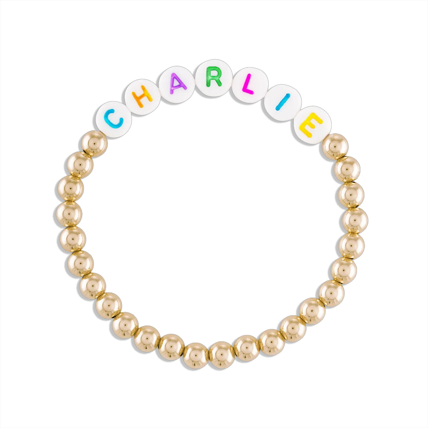 Kids Custom Word 5MM Gold Ball Bracelet