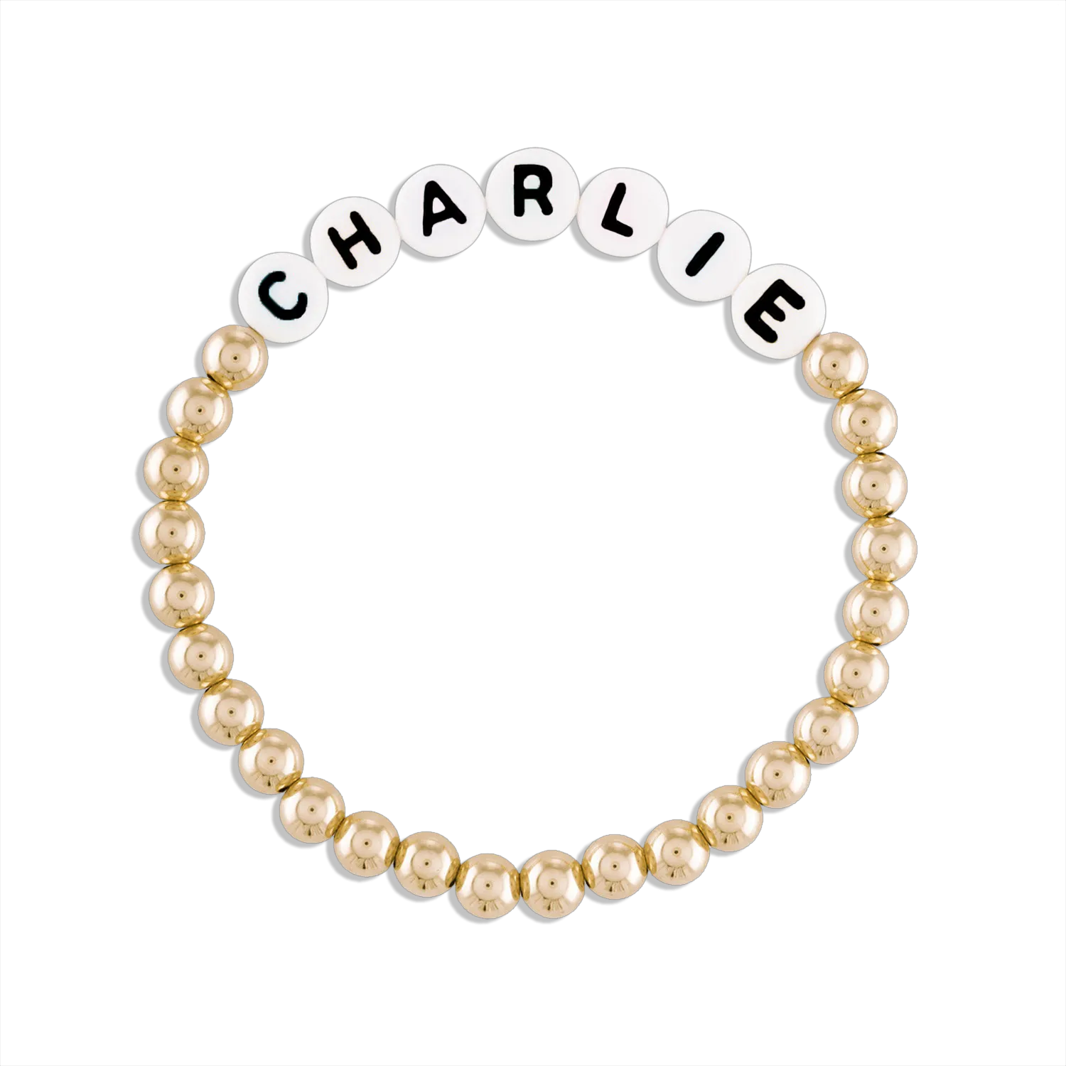 Kids Custom Word 5MM Gold Ball Bracelet