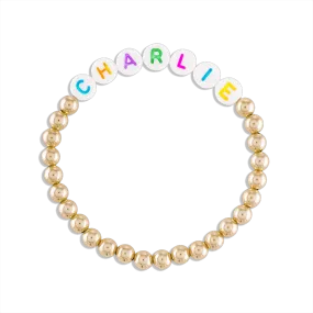 Kids Custom Word 5MM Gold Ball Bracelet