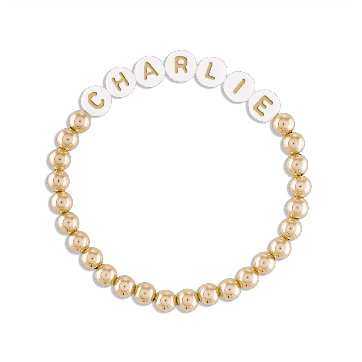 Kids Custom Word 5MM Gold Ball Bracelet