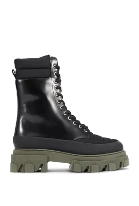 Leather and Tech Fabric Combat Boots