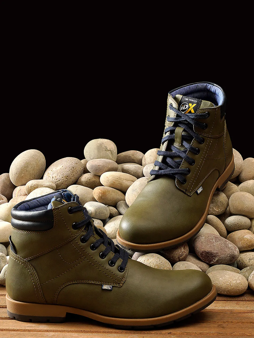 Men's Olive Round Toe High Top Boot (IX1022)