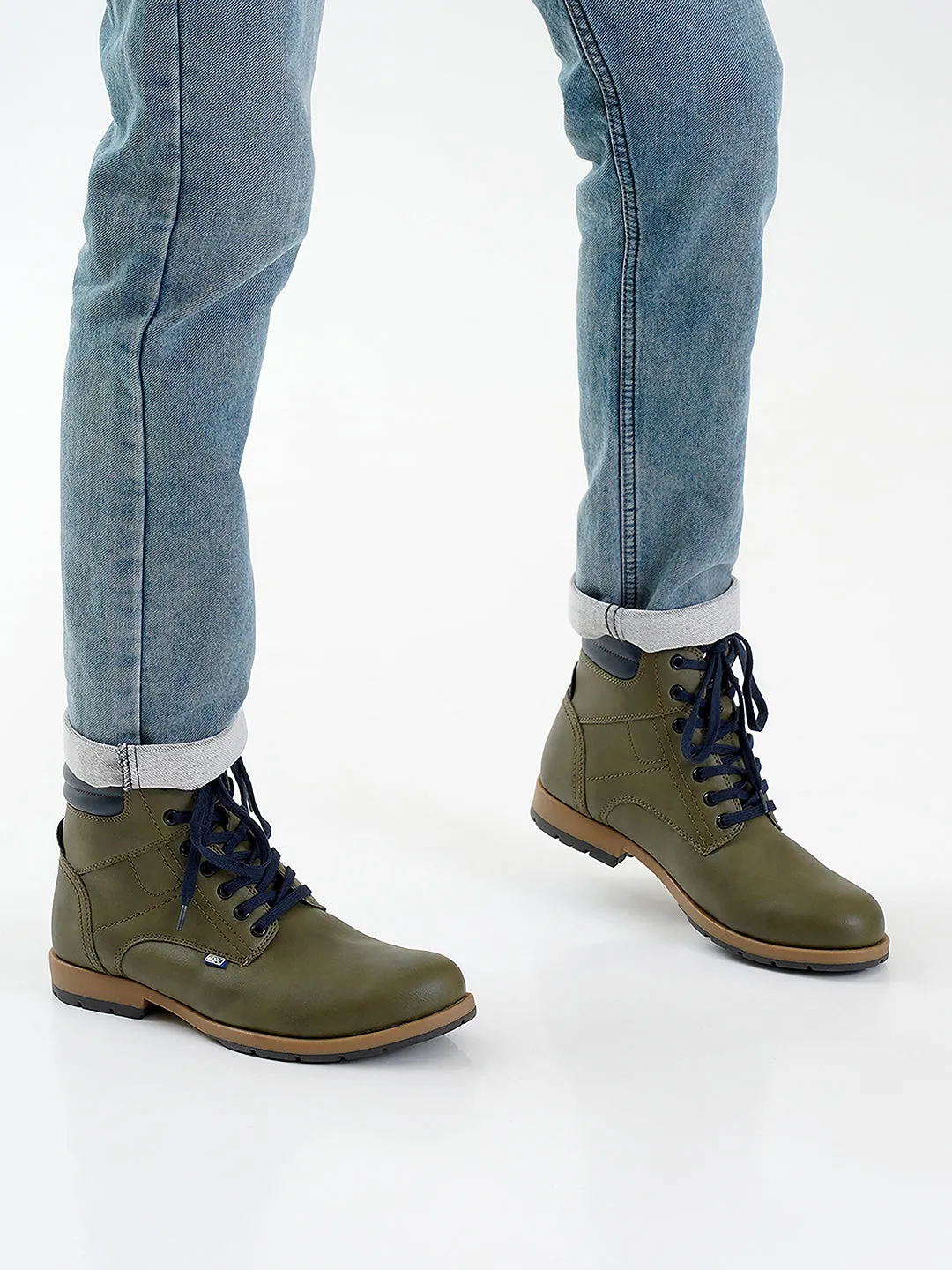 Men's Olive Round Toe High Top Boot (IX1022)