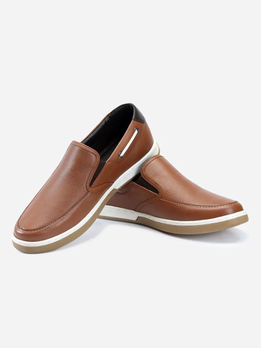 Men's Tan Plain Toe Slip On Casual (ID3035)