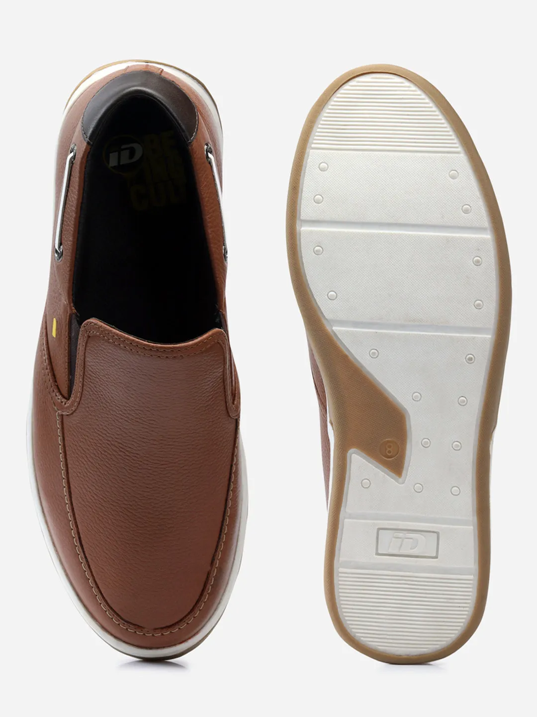 Men's Tan Plain Toe Slip On Casual (ID3035)