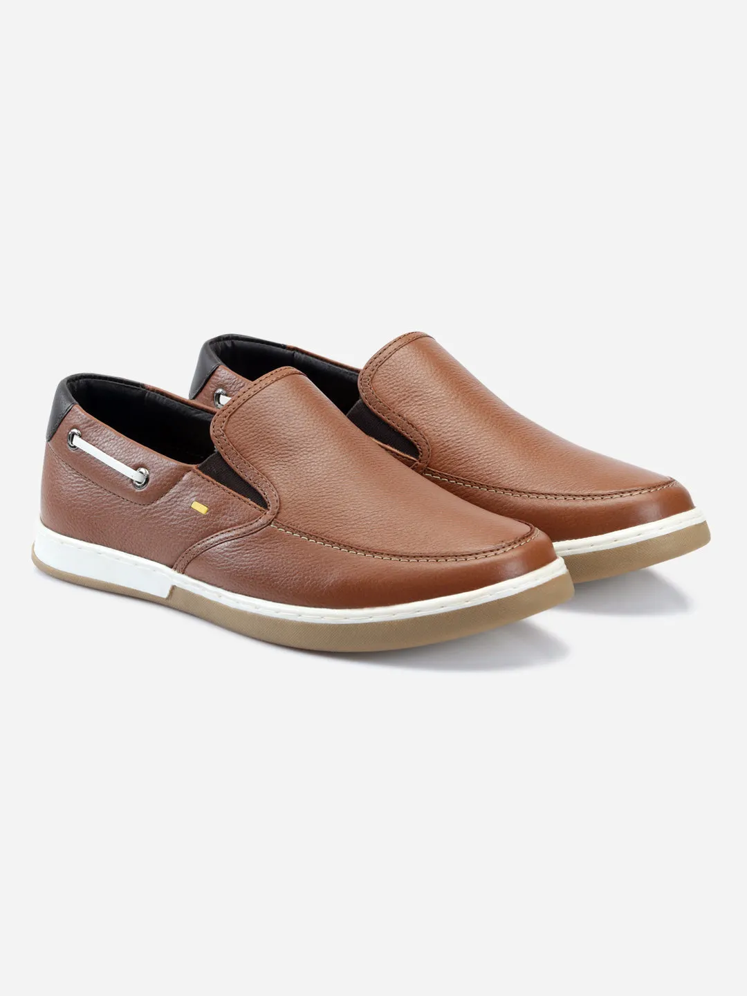 Men's Tan Plain Toe Slip On Casual (ID3035)