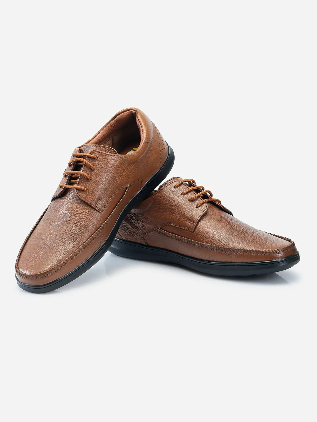 Men's Tan Regular  Moc Toe Lace Up Semi Formal (ID2150)