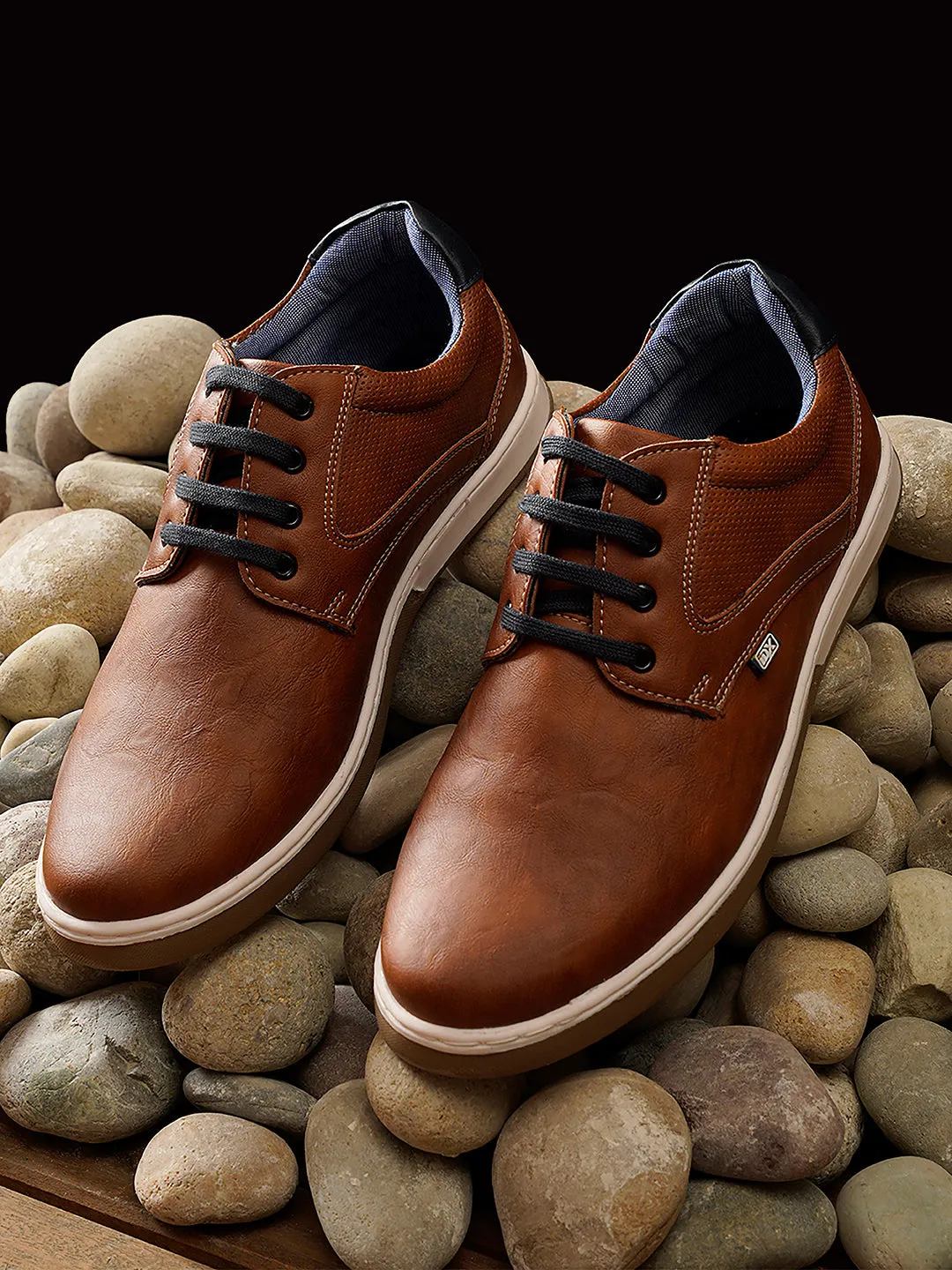 Men's Tan Round Toe Lace Up Casual (IX1017)