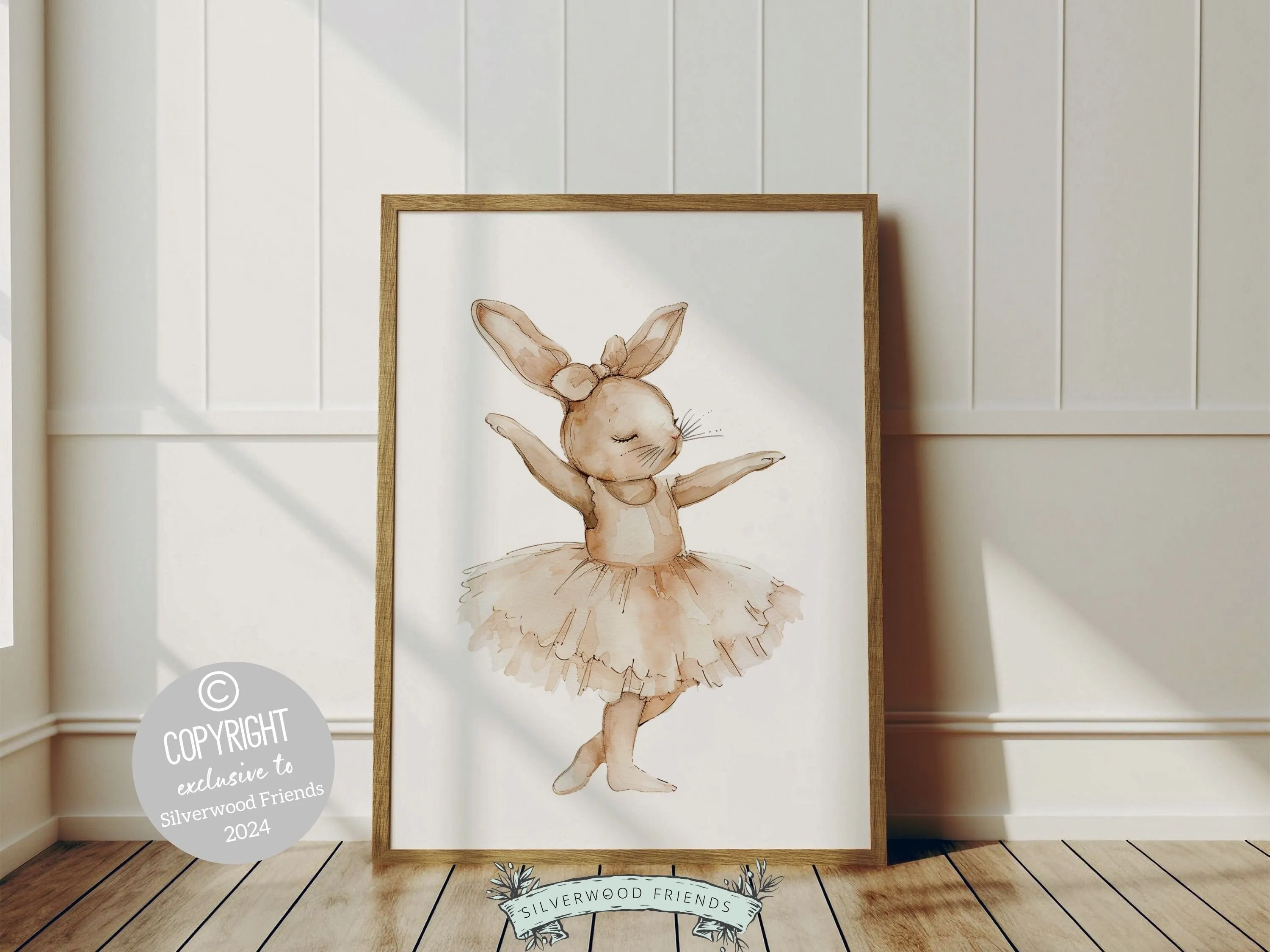 Neutral Ballerina Bunny Nursery Prints - Set 1