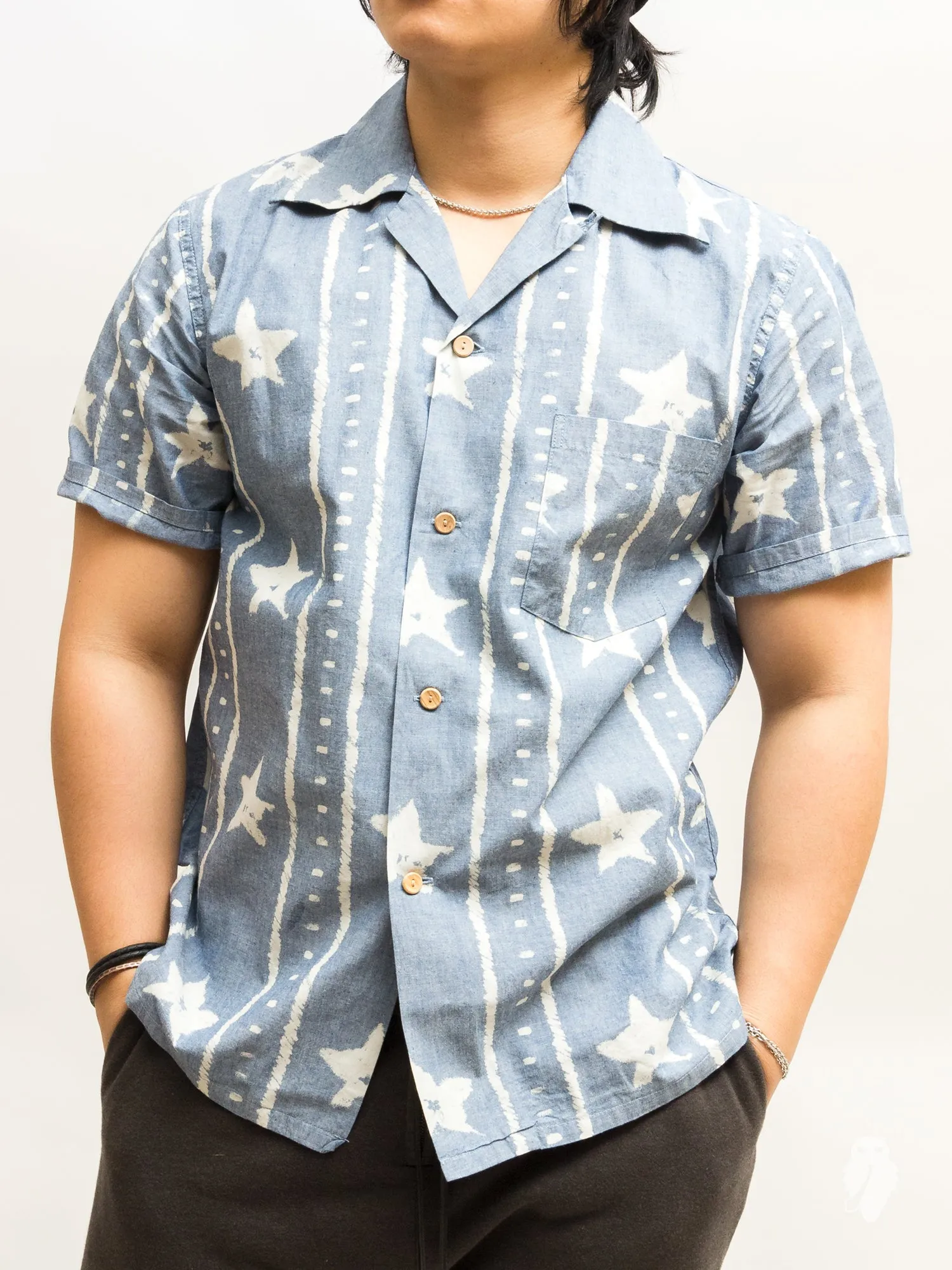 "Artisan Stars" Kaona Shirt in Indigo