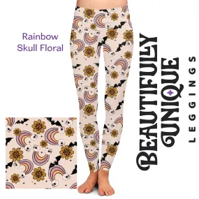 Rainbow Skull Floral Leggings