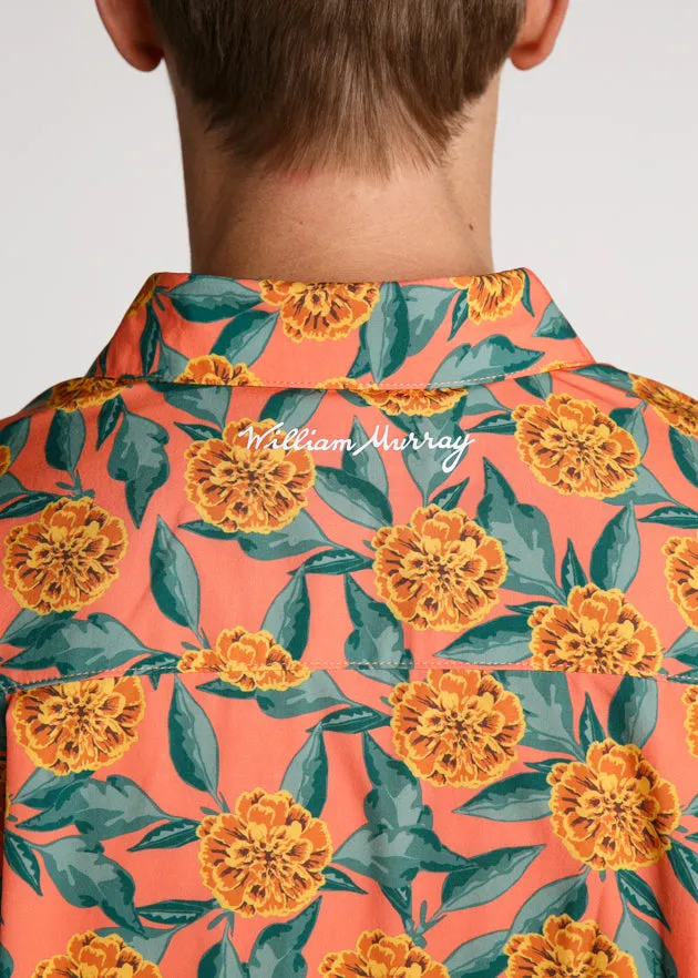 Tropical Mums Men's Button Down | Coral