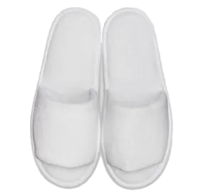 White Open Toe Adult Velour Slippers