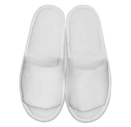 White Open Toe Adult Velour Slippers